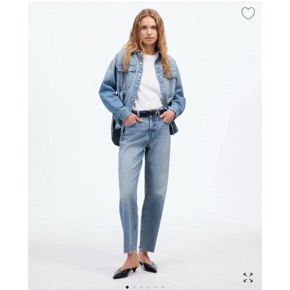 Madewell Denim - Madewell Women $148The Perfect Vintage Wide-Leg Crop Raw Hem Jeans Blue Size T26